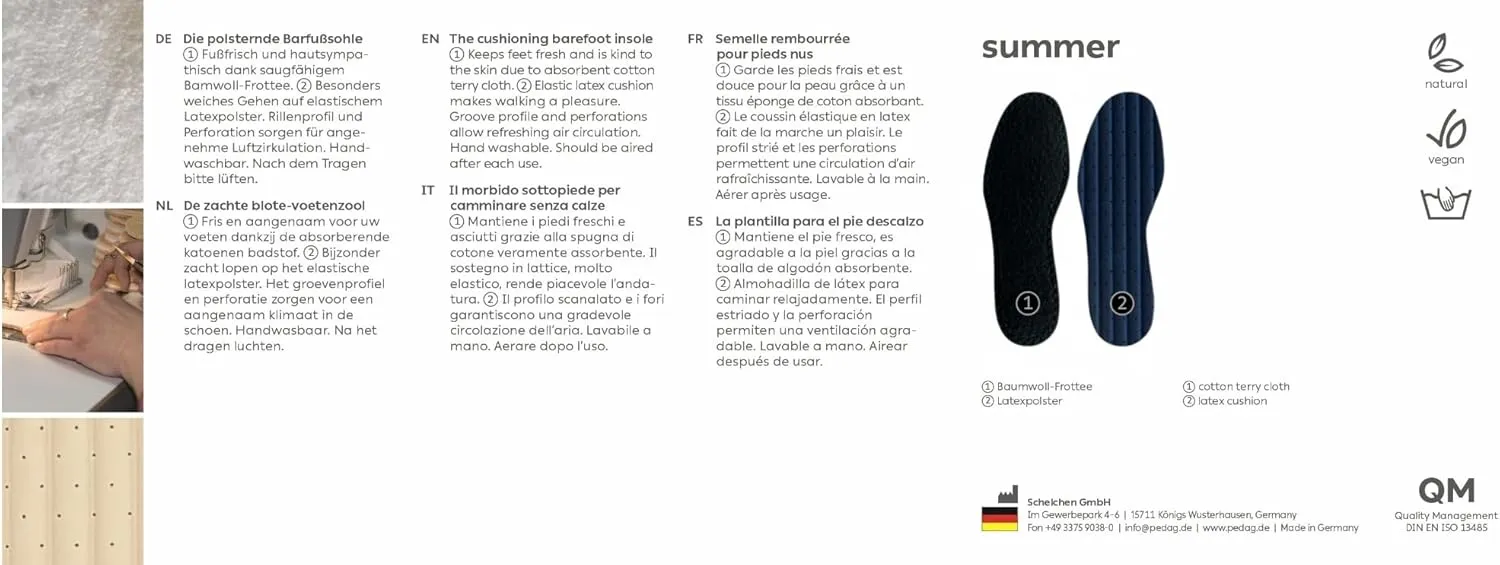 Pedag Summer | Terry Cotton Sockless Insoles | Barefoot Inserts | Handmade in Germany | Absorbs Sweat & Controls Odor | Wear Without Socks | Washable | US Women 11/ Men 8/ EU 41 | Black | 3 Pair