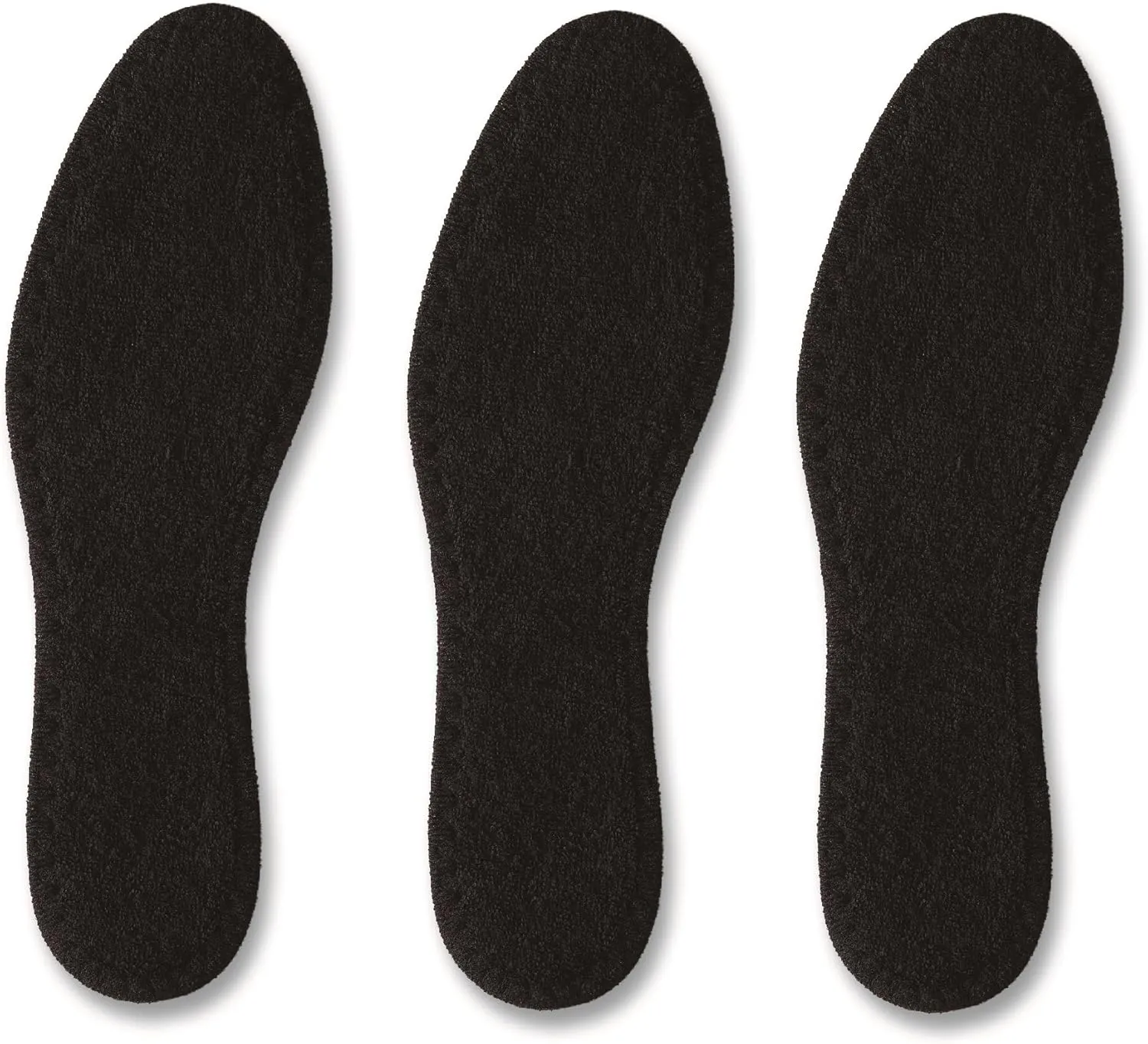 Pedag Summer | Terry Cotton Sockless Insoles | Barefoot Inserts | Handmade in Germany | Absorbs Sweat & Controls Odor | Wear Without Socks | Washable | US Women 11/ Men 8/ EU 41 | Black | 3 Pair