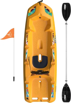 Pelican Solo - Sit-on-top Kayak - Youth Kayak - Perfect for Kids Comes with Paddle and Safety Flag - 6 ft. - Mango