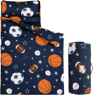 PHF Ball Toddler Nap Mat Set, with Removable Pillow for Toddler Boys, Soft and Lightweight for Daycare, Preschool, Travel, Kindergarten Sleeping Bag, Fits Ages 3-6 Years, Ball