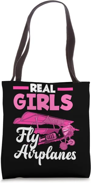 Pilot Real Girls Fly Airplanes Light Sport Aircraft Pilot Tote Bag