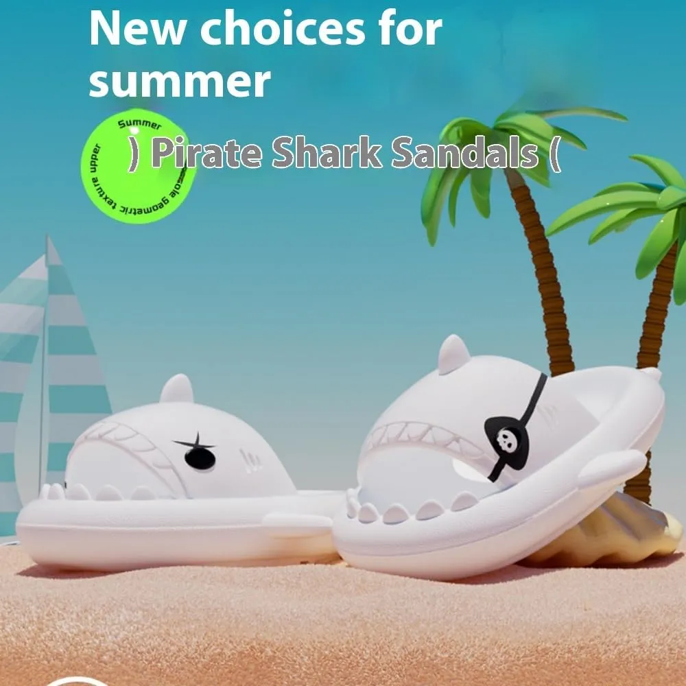 Pirate Shark Slides,Ummer Non-slip Thick-soled Shark Slippers For Men And Women, Indoor And Outdoor Super Soft Beach Slippers.