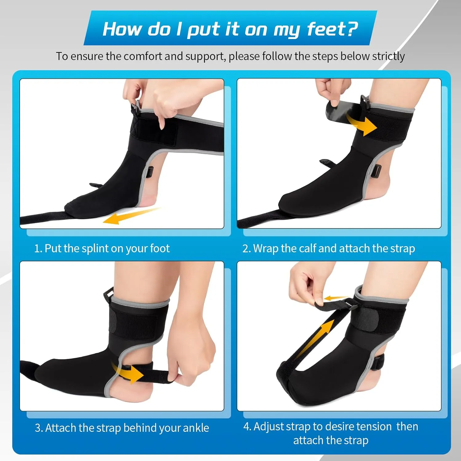 Plantar Fasciitis Night Splint Sock with Massage Ball for Plantar Fasciitis Relief, Soft & Comfortable Foot Brace for Achilles Tendonitis Heal Spur Foot-drop Flat-arch for Women and Men, Small-Black