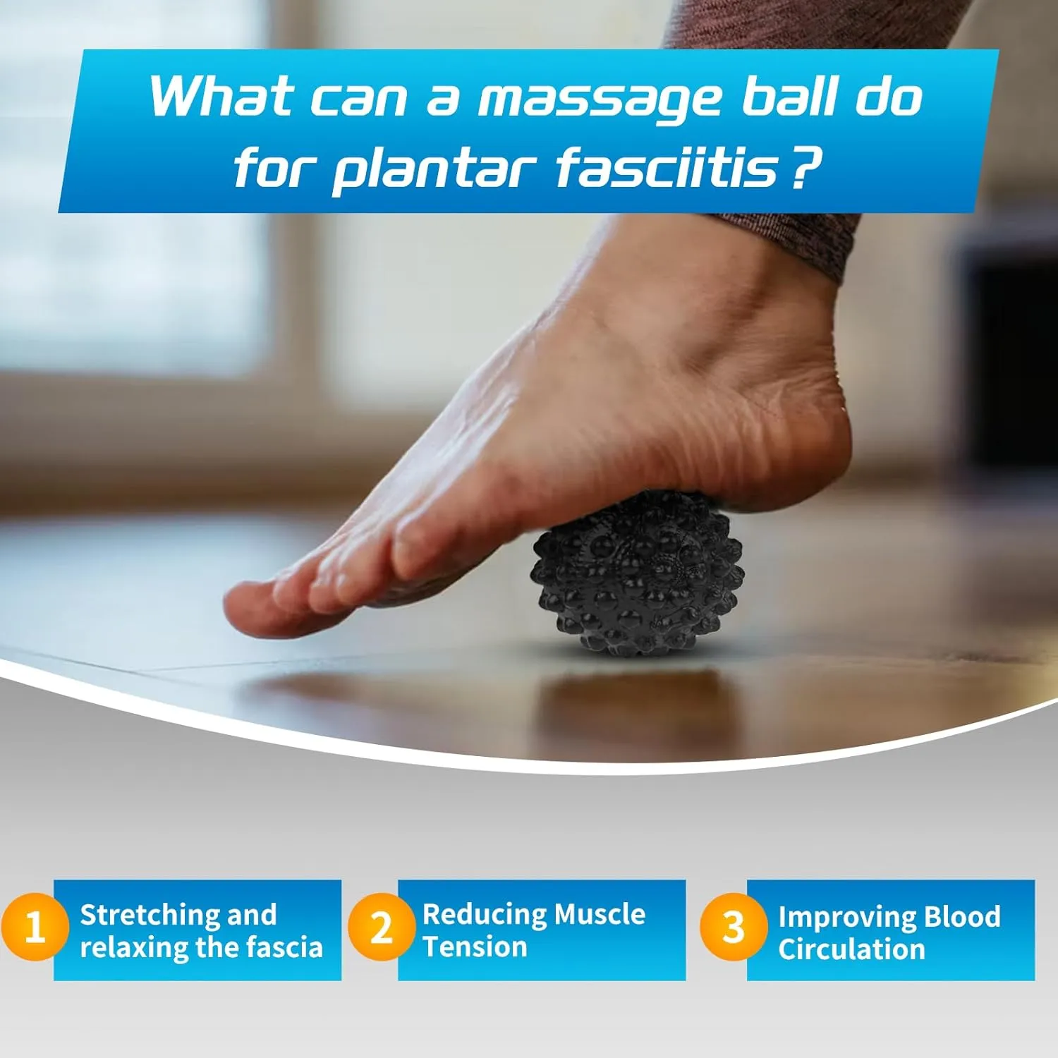 Plantar Fasciitis Night Splint Sock with Massage Ball for Plantar Fasciitis Relief, Soft & Comfortable Foot Brace for Achilles Tendonitis Heal Spur Foot-drop Flat-arch for Women and Men, Small-Black