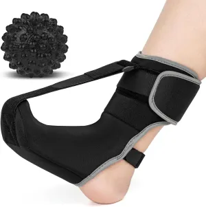 Plantar Fasciitis Night Splint Sock with Massage Ball for Plantar Fasciitis Relief, Soft & Comfortable Foot Brace for Achilles Tendonitis Heal Spur Foot-drop Flat-arch for Women and Men, Small-Black