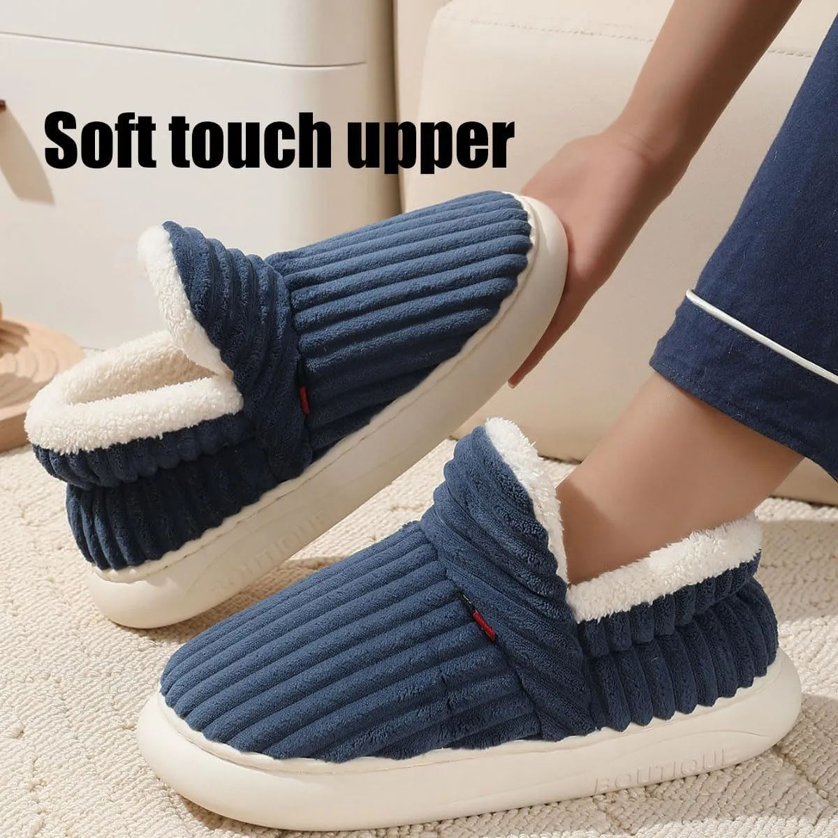 Pluffi Slipper Booties, Cozy Stylish Warm Lining Slippers For Women Men,Thick-Soled Plush Fuzzy House Cloud Slides