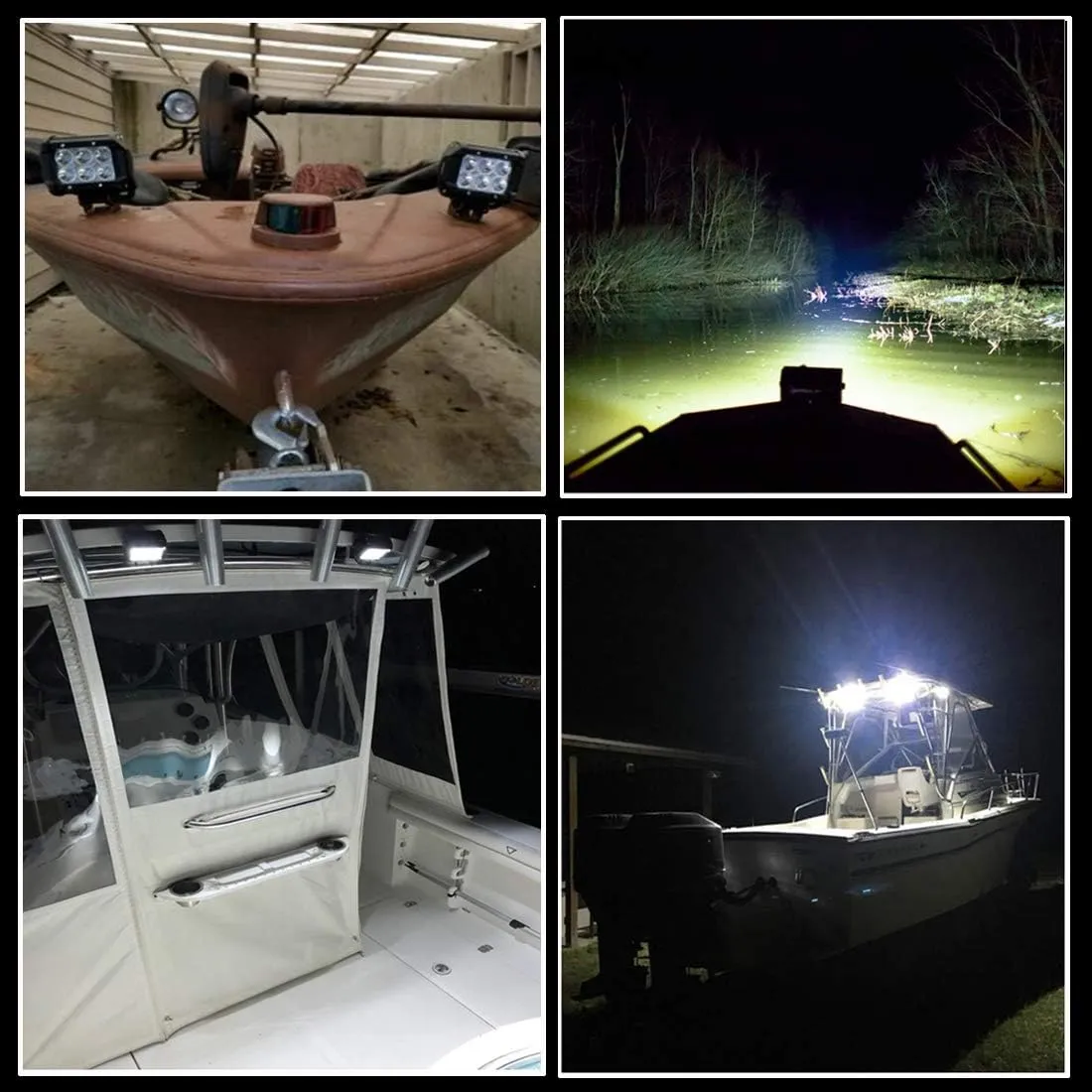 Pontoon Boat Docking Headlights, Marine Led Lights for Kayak Bass Jon Fishing Boat Spreader Light, T-top, Deck, Driving, Stern/Navigation Lights, 2pcs