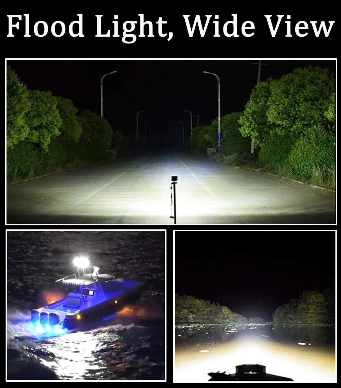 Pontoon Boat Docking Headlights, Marine Led Lights for Kayak Bass Jon Fishing Boat Spreader Light, T-top, Deck, Driving, Stern/Navigation Lights, 2pcs