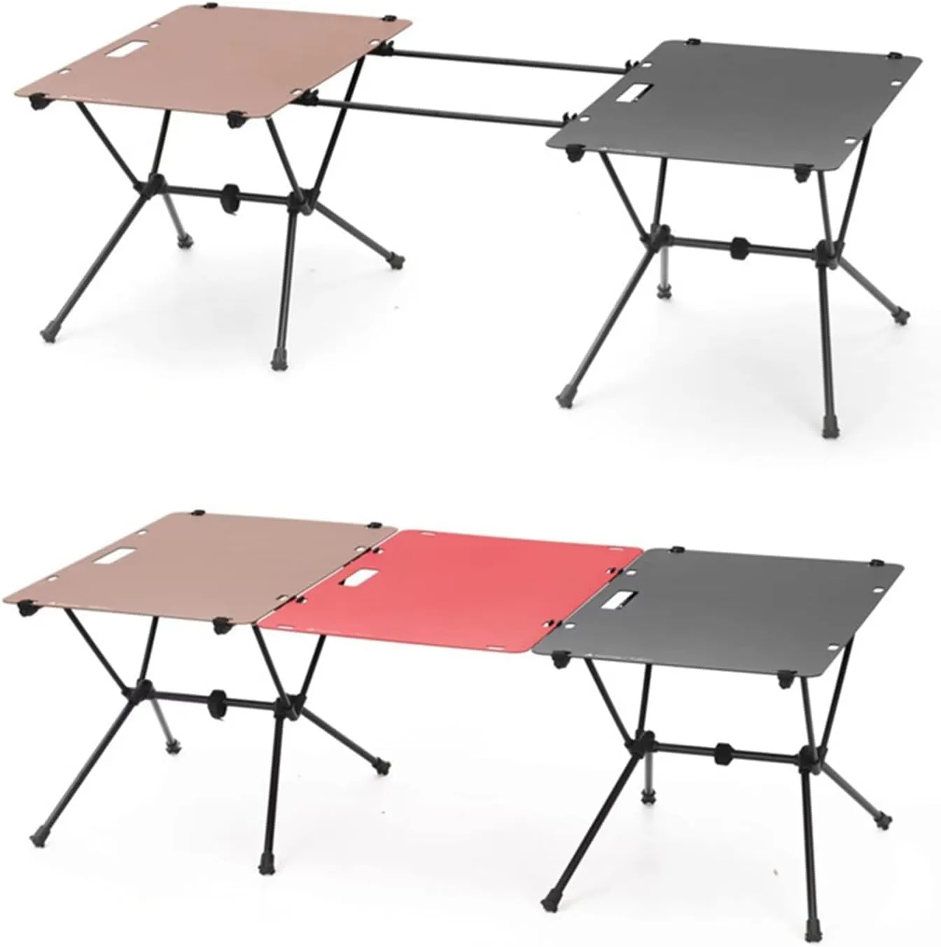 Portable Folding Picnic Table with Aluminum Plate Board Farmer Camp Outdoor Camping Ultra Light Modular Metal Combination Tables Connecting Bridge
