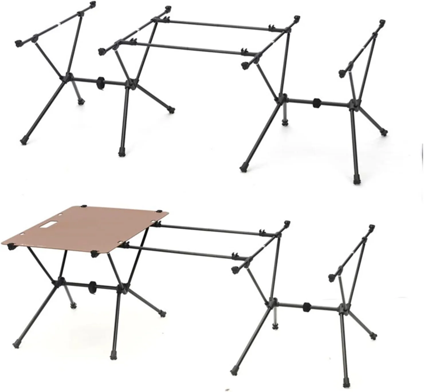 Portable Folding Picnic Table with Aluminum Plate Board Farmer Camp Outdoor Camping Ultra Light Modular Metal Combination Tables Connecting Bridge