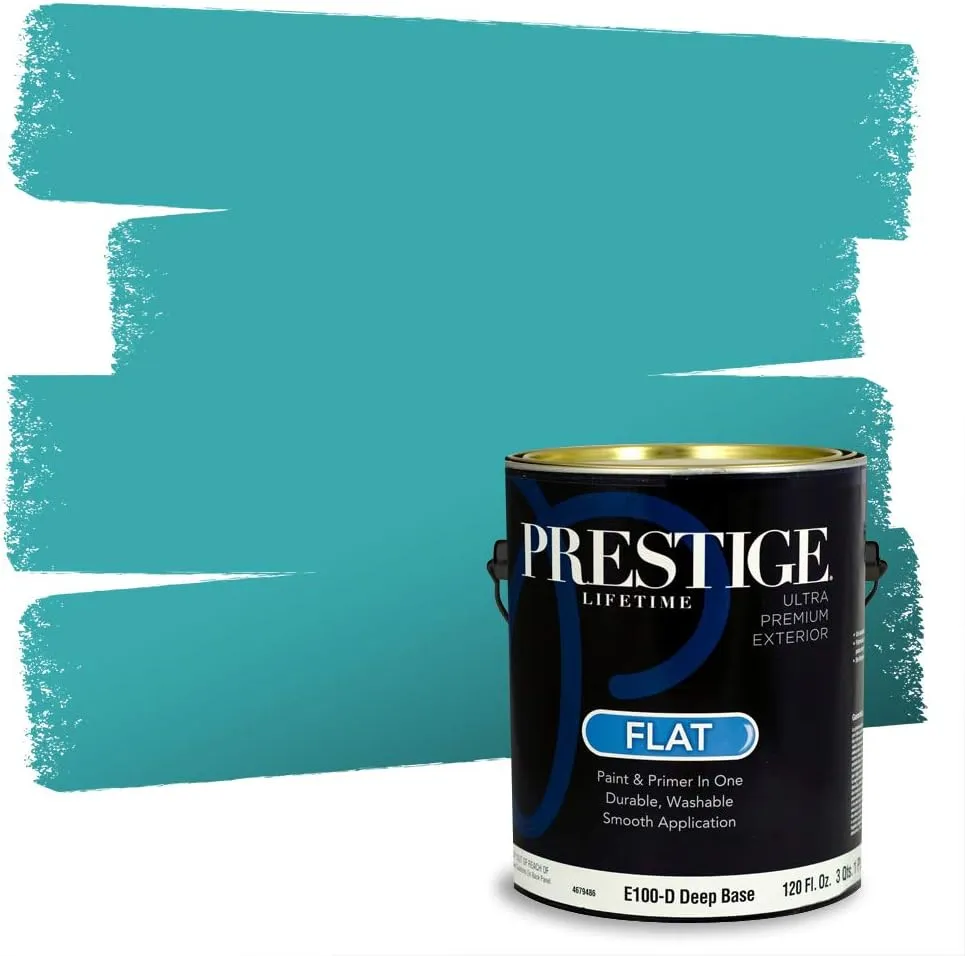 Prestige Paints Exterior Paint and Primer In One, 1-Gallon, Flat, Comparable Match of Sherwin Williams* Aquarium*