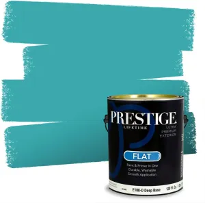Prestige Paints Exterior Paint and Primer In One, 1-Gallon, Flat, Comparable Match of Sherwin Williams* Aquarium*