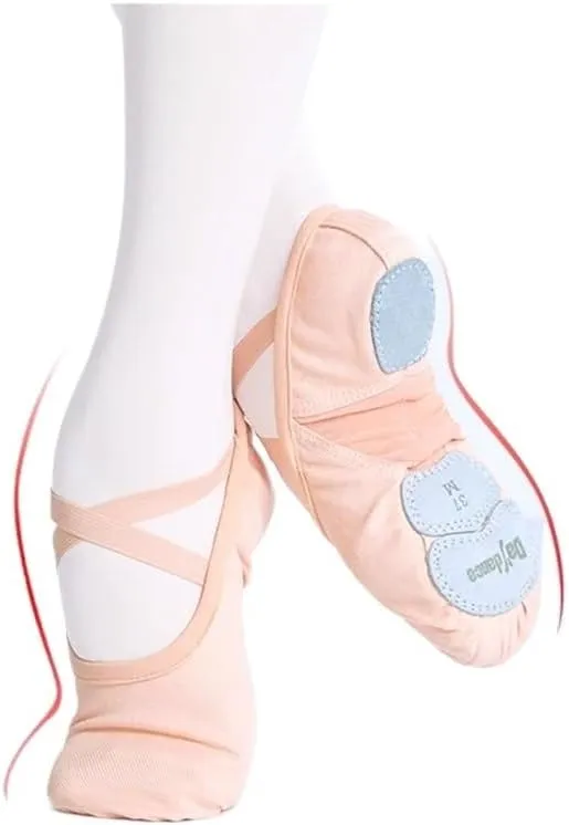 Professional Ballet Shoes Soft Three Split Sole Women Girls Ballerina Dance Shoes Stretch Fabric Mesh Splice Ballet Slippers(Beige,37)