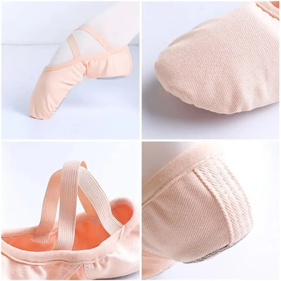 Professional Ballet Shoes Soft Three Split Sole Women Girls Ballerina Dance Shoes Stretch Fabric Mesh Splice Ballet Slippers(Beige,37)