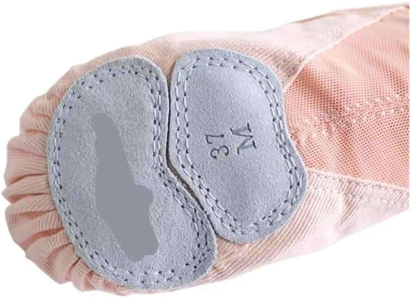 Professional Ballet Shoes Soft Three Split Sole Women Girls Ballerina Dance Shoes Stretch Fabric Mesh Splice Ballet Slippers(Beige,37)