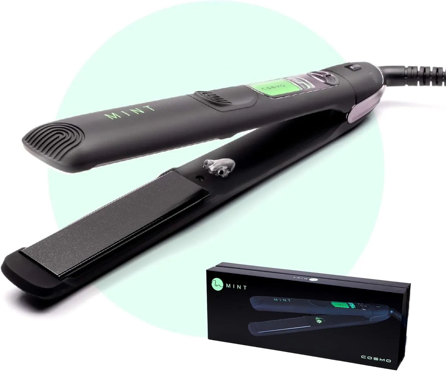 Professional Series Ultra-Smooth Cosmo Flat Iron for Thick Hair by MINT | Powerful Salon-Grade Single-Pass Ceramic Tourmaline Ionic Hair Straightener. Travel-Ready Dual Voltage