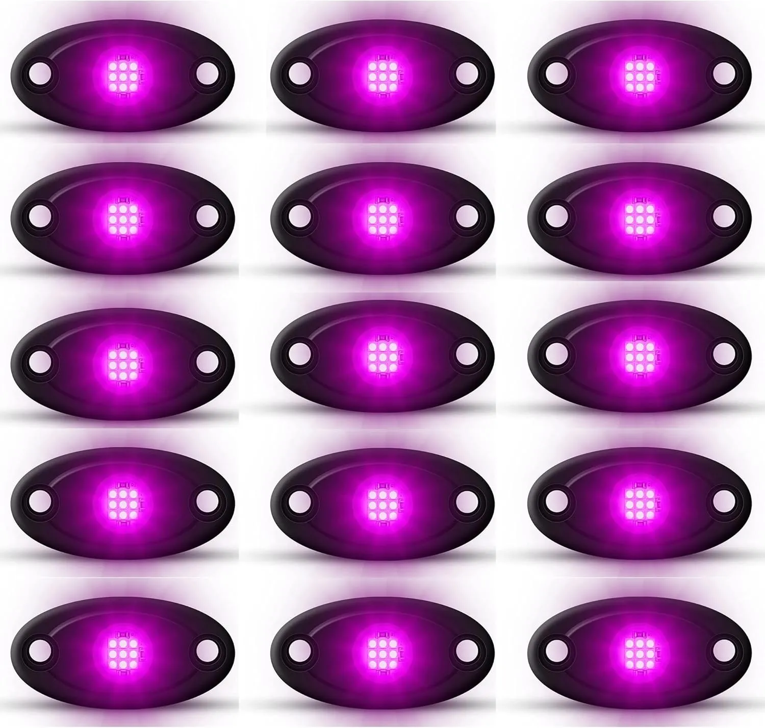 Purple Pink Rock Light 24pods 6000k Pure Purple Led Rocks Lights kit Ip68 Waterproof 47inch Extension Wires for ATV Rv Utv SUV Offroad Pickup Trucks Golf Boat Cars Fender Underglow Lighting