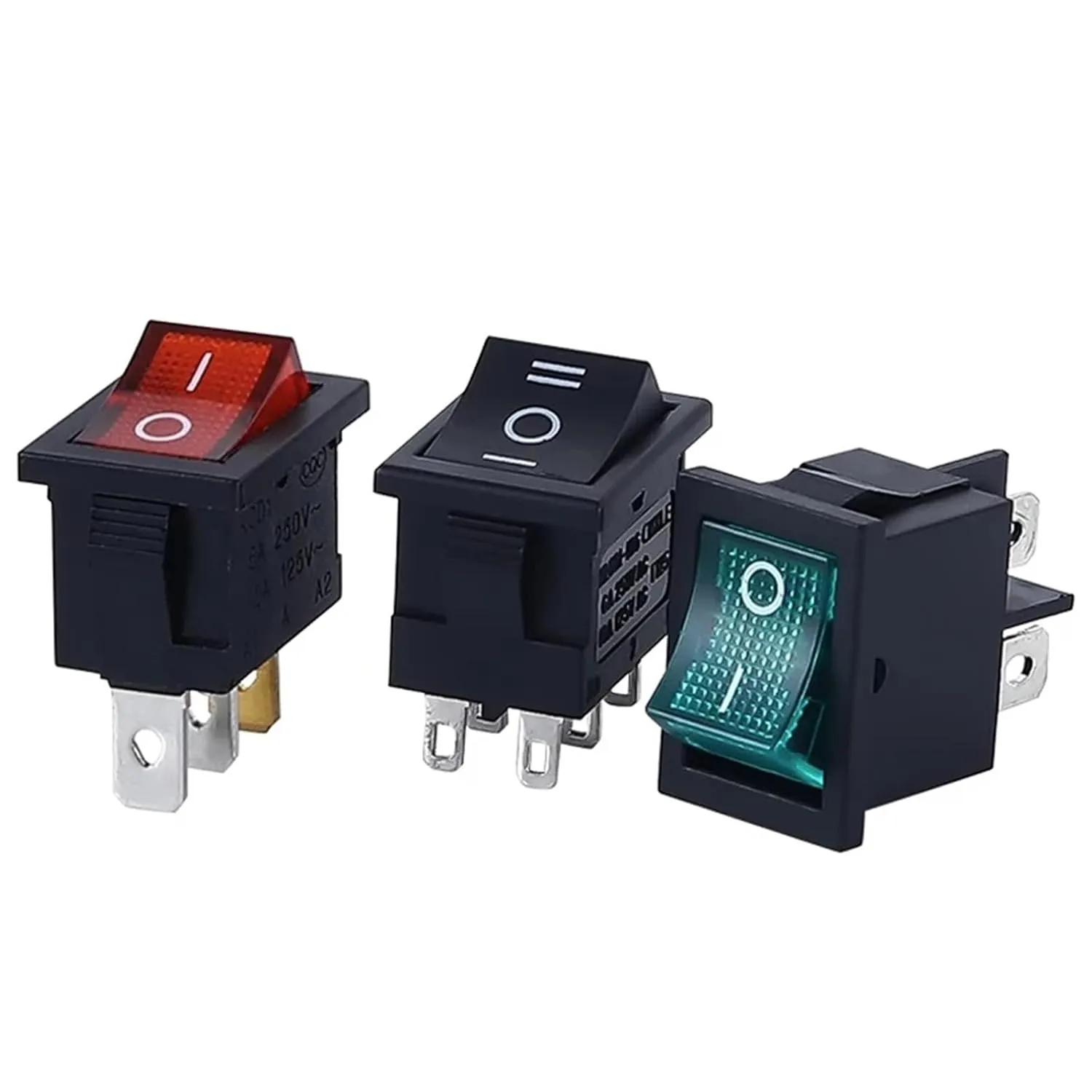 PURYN 5Pcs KCD1 Boat Car Rocker Switch 6A/10A 250V/125V AC ON-Off on-Off-on 250VAC 6A 125VAC 10A with Led Light 220V(2PIN Wang)
