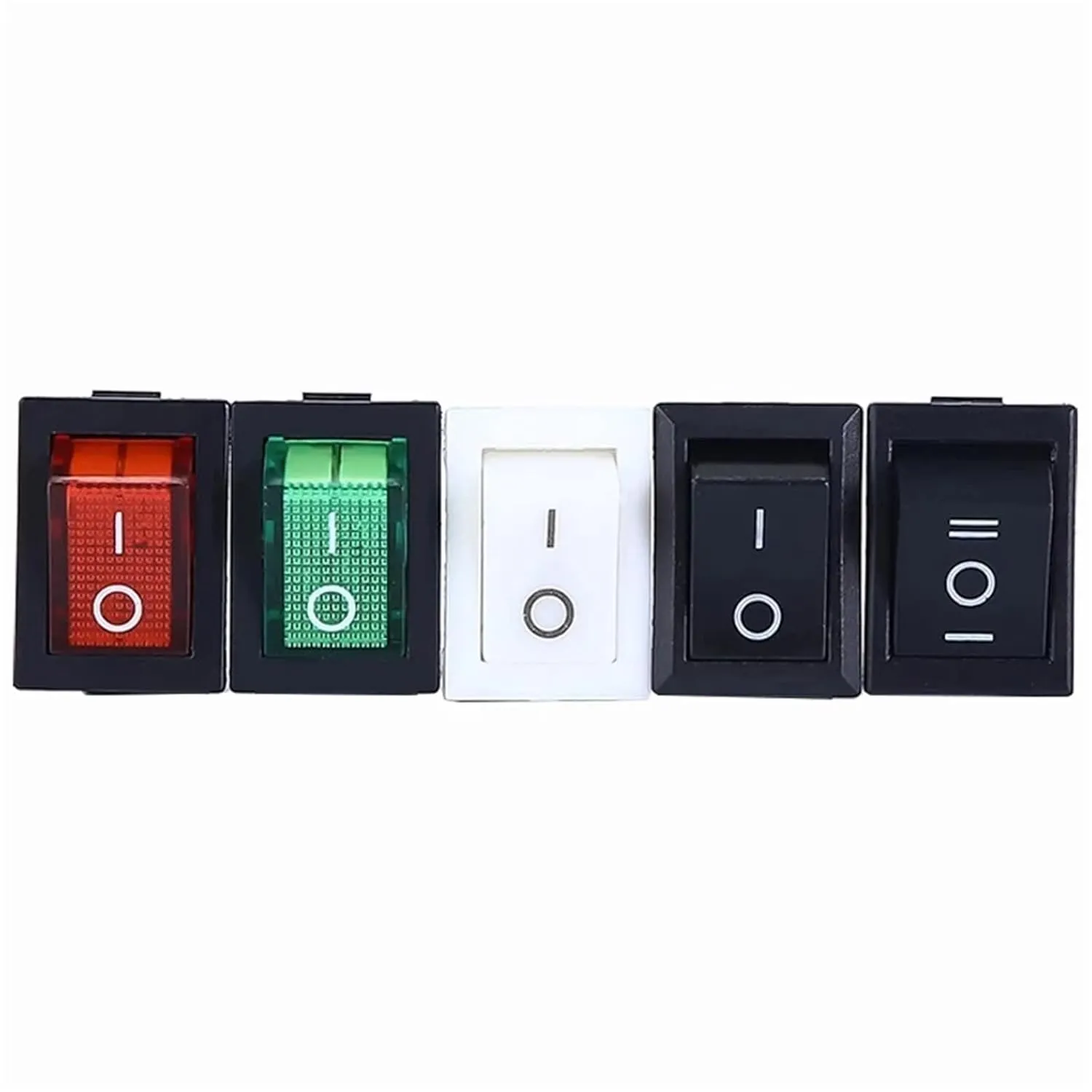 PURYN 5Pcs KCD1 Boat Car Rocker Switch 6A/10A 250V/125V AC ON-Off on-Off-on 250VAC 6A 125VAC 10A with Led Light 220V(2PIN Wang)