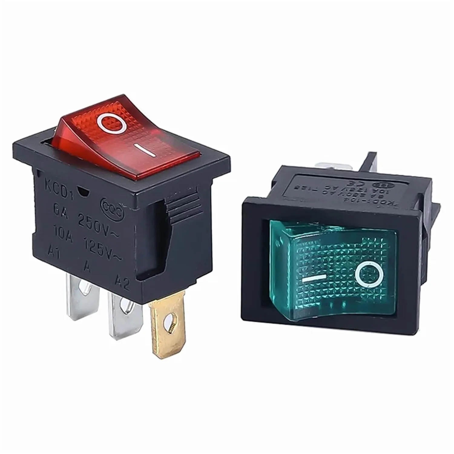 PURYN 5Pcs KCD1 Boat Car Rocker Switch 6A/10A 250V/125V AC ON-Off on-Off-on 250VAC 6A 125VAC 10A with Led Light 220V(2PIN Wang)