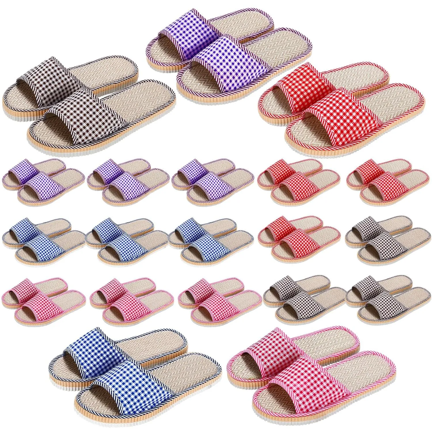ramede 15 Pairs House Slippers Disposable House Slippers for Guests Breathable Open Toe Indoor Slipper Spa Slipper for Home Bedroom Hotel Travel, 6 Large Size and 9 Medium Size