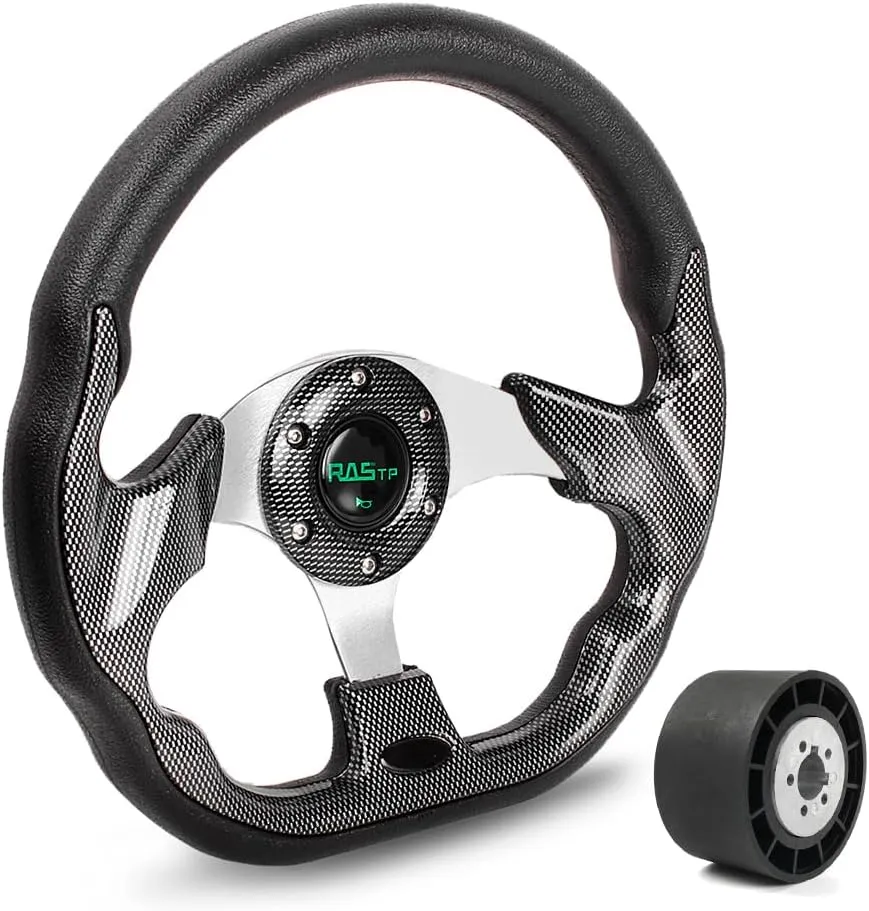 RASTP 12.6 Inch Boat Steering Wheel with 3/4“ Axle Marine Steering Wheel Adapter for Most Marine boats,Vessels,Yachts,Pontoons Boat(Pane)