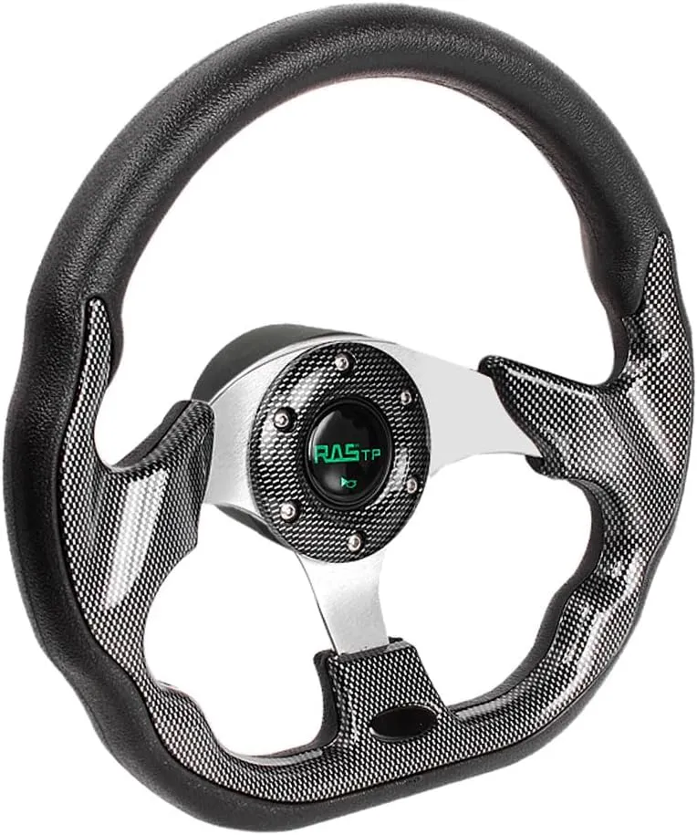 RASTP 12.6 Inch Boat Steering Wheel with 3/4“ Axle Marine Steering Wheel Adapter for Most Marine boats,Vessels,Yachts,Pontoons Boat(Pane)
