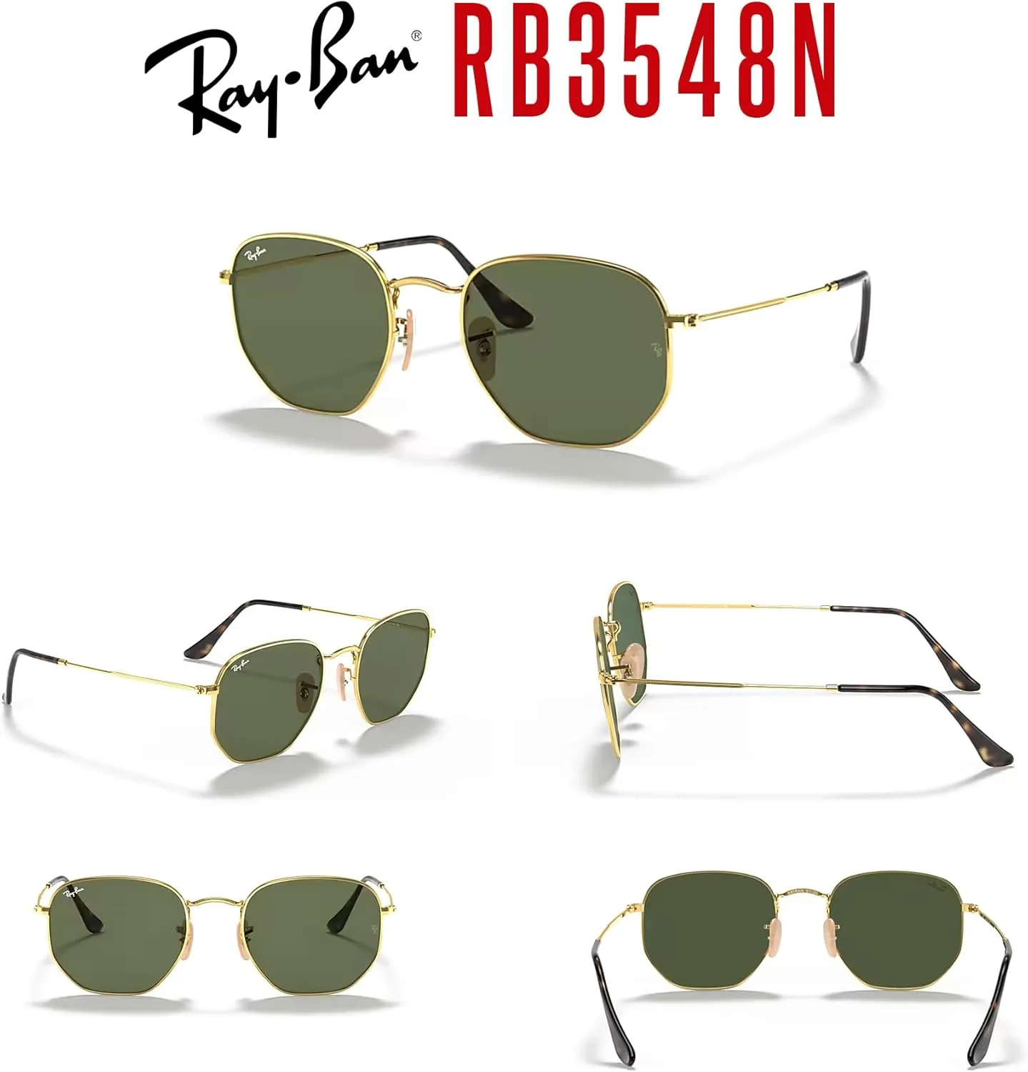 Ray-Ban RB3548N Hexagonal Sunglasses For Men For Women   Bundle with Designer iWear Kit