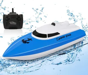 RC Boat, Remote Control Boats for Lake/Pool/Pond, 2.4 GHz High Speed Outdoor Adventure Electric Mini RC Racing Boats with Rechargeable Battery, Water Play Toy Gift for Boys&Girls-Blue