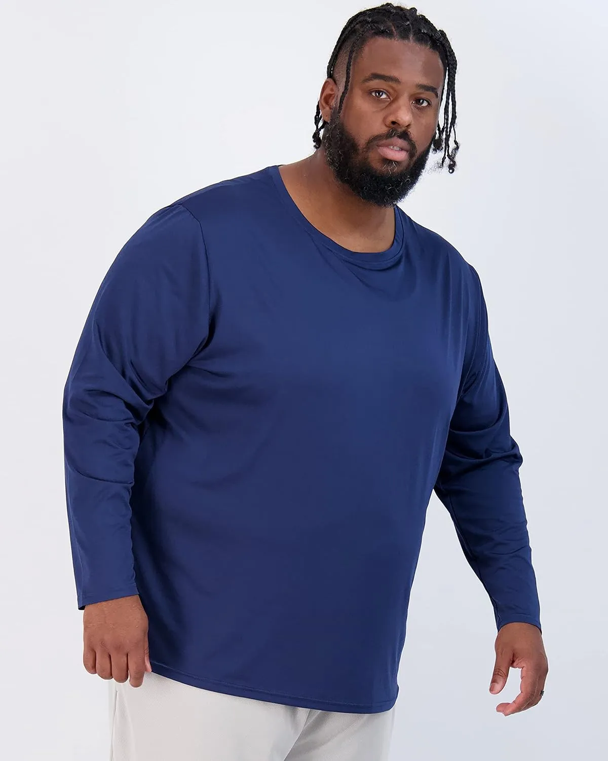 Real Essentials 3 Pack: Men’s Big & Tall Tech Stretch Long-Sleeve & Short-Sleeve Dry-Fit T-Shirt (3XT-5XT)