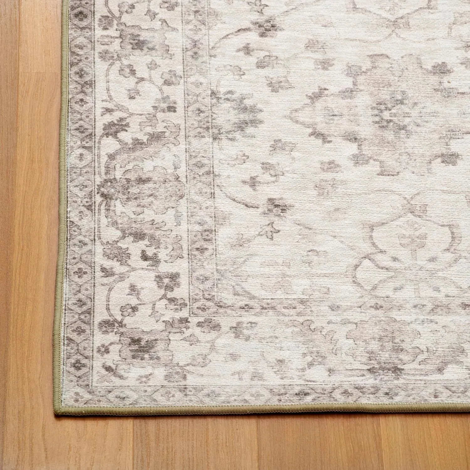 ReaLife Rugs Machine Washable Area Rug Runner - Living Room Bedroom Bathroom Kitchen Entryway Office - Padded Low Pile Stain Resistant Premium - Boho Farmhouse Vintage - BEV - Beige 2'6" x 8'