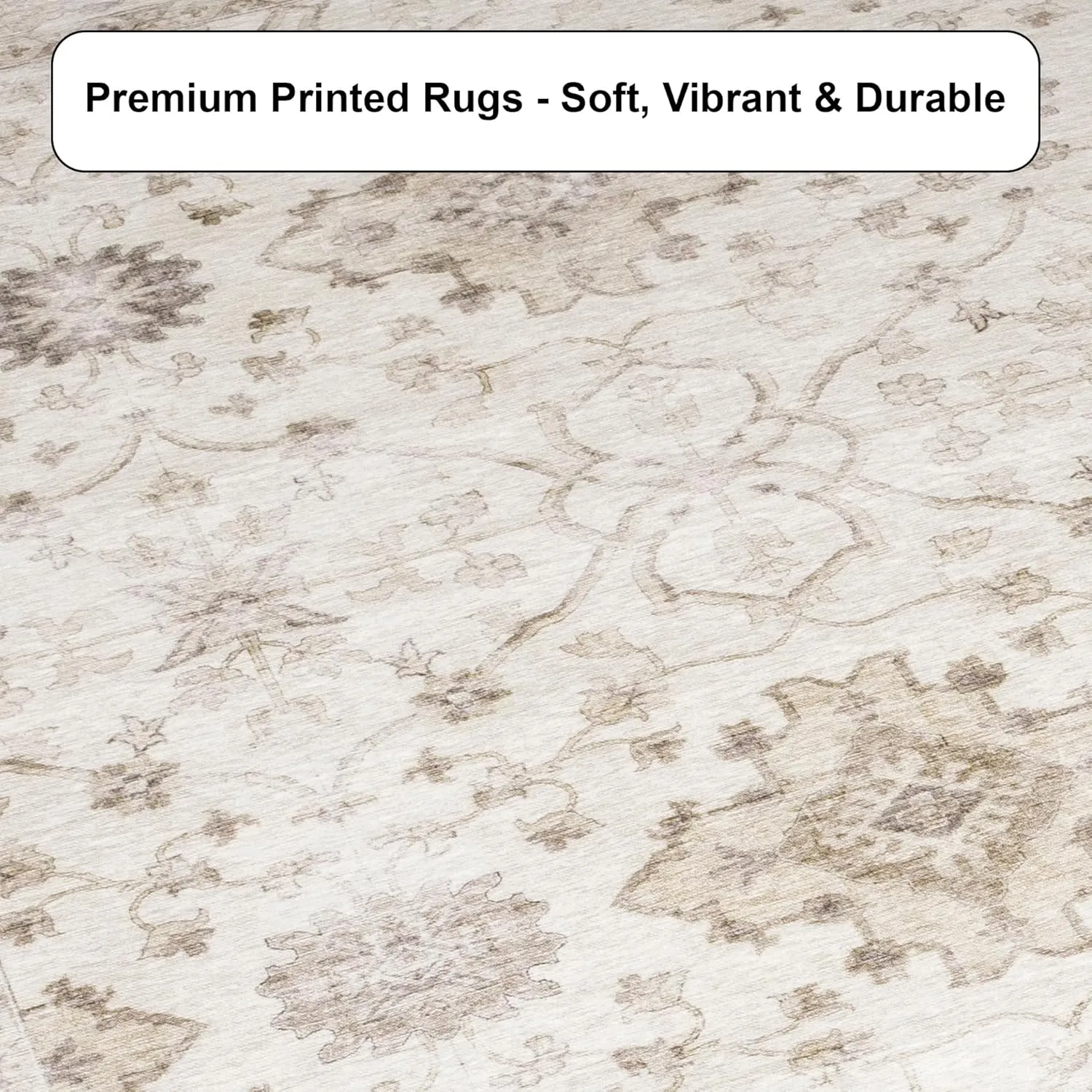 ReaLife Rugs Machine Washable Area Rug Runner - Living Room Bedroom Bathroom Kitchen Entryway Office - Padded Low Pile Stain Resistant Premium - Boho Farmhouse Vintage - BEV - Beige 2'6" x 8'