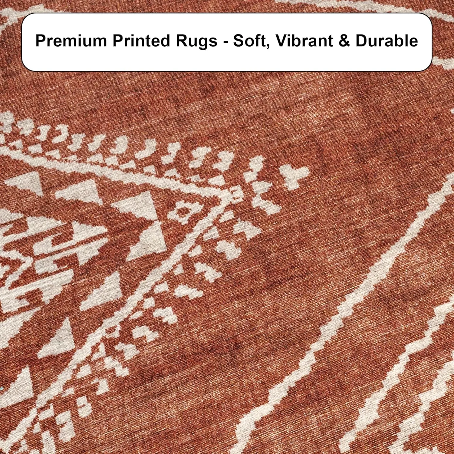 ReaLife Rugs Machine Washable Area Rug Runner - Living Room Bedroom Bathroom Kitchen Entryway Office - Padded Low Pile Stain Resistant Premium - Moroccan Diamond Tribal - Jax - Orange 2'6" x 10'