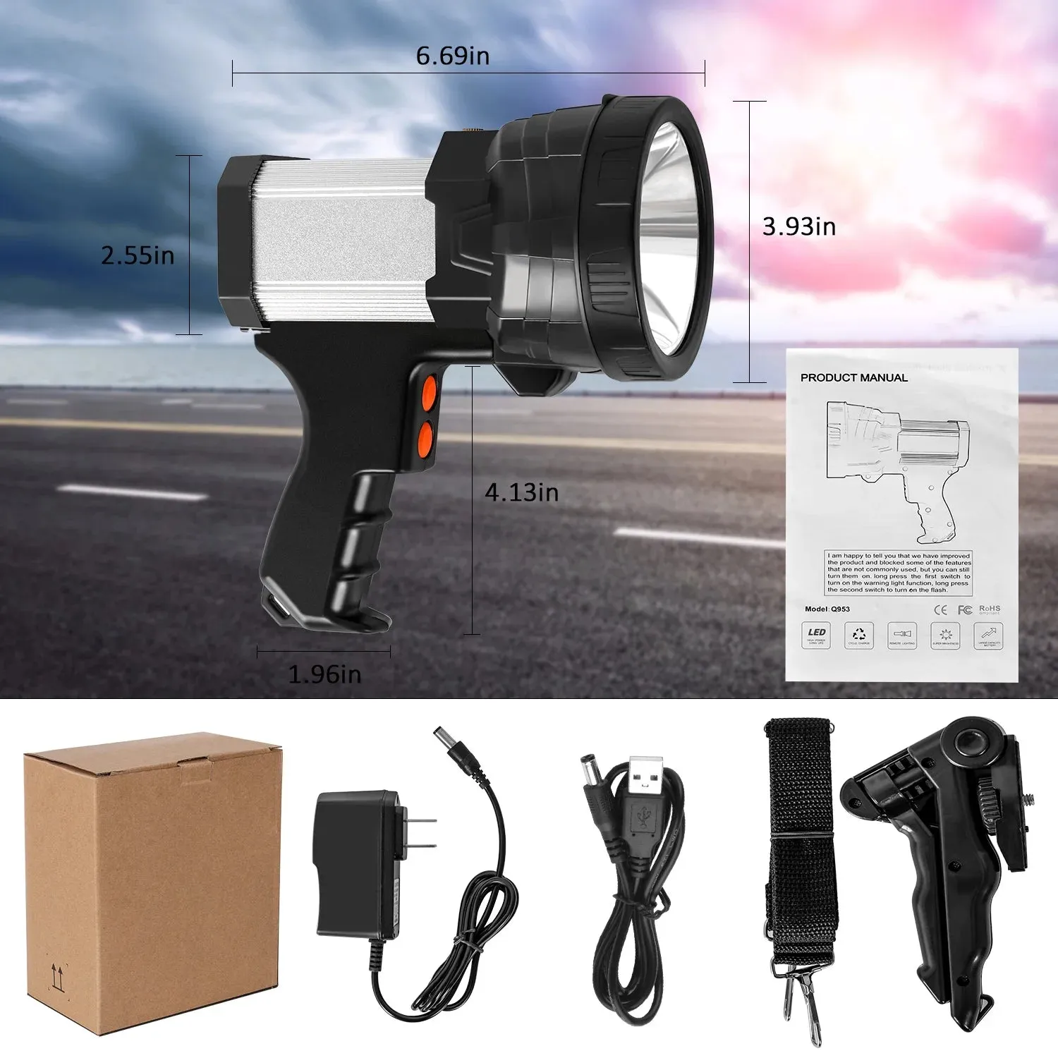 Rechargeable LED Spotlight/Flashlight