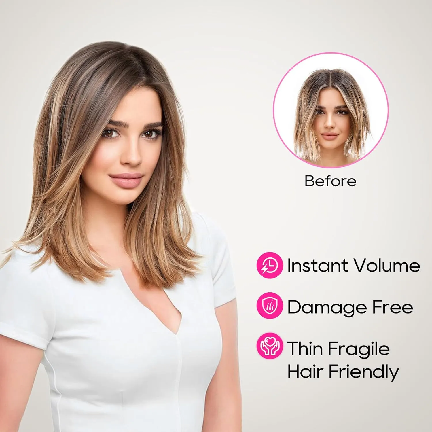 REECHO 12" Invisible Wire Hair Extensions with Thinner Softer Lace Weft Adjustable Size Removable Secure Clips in Short Straight Secret Hairpiece for Women (Ash Brown)