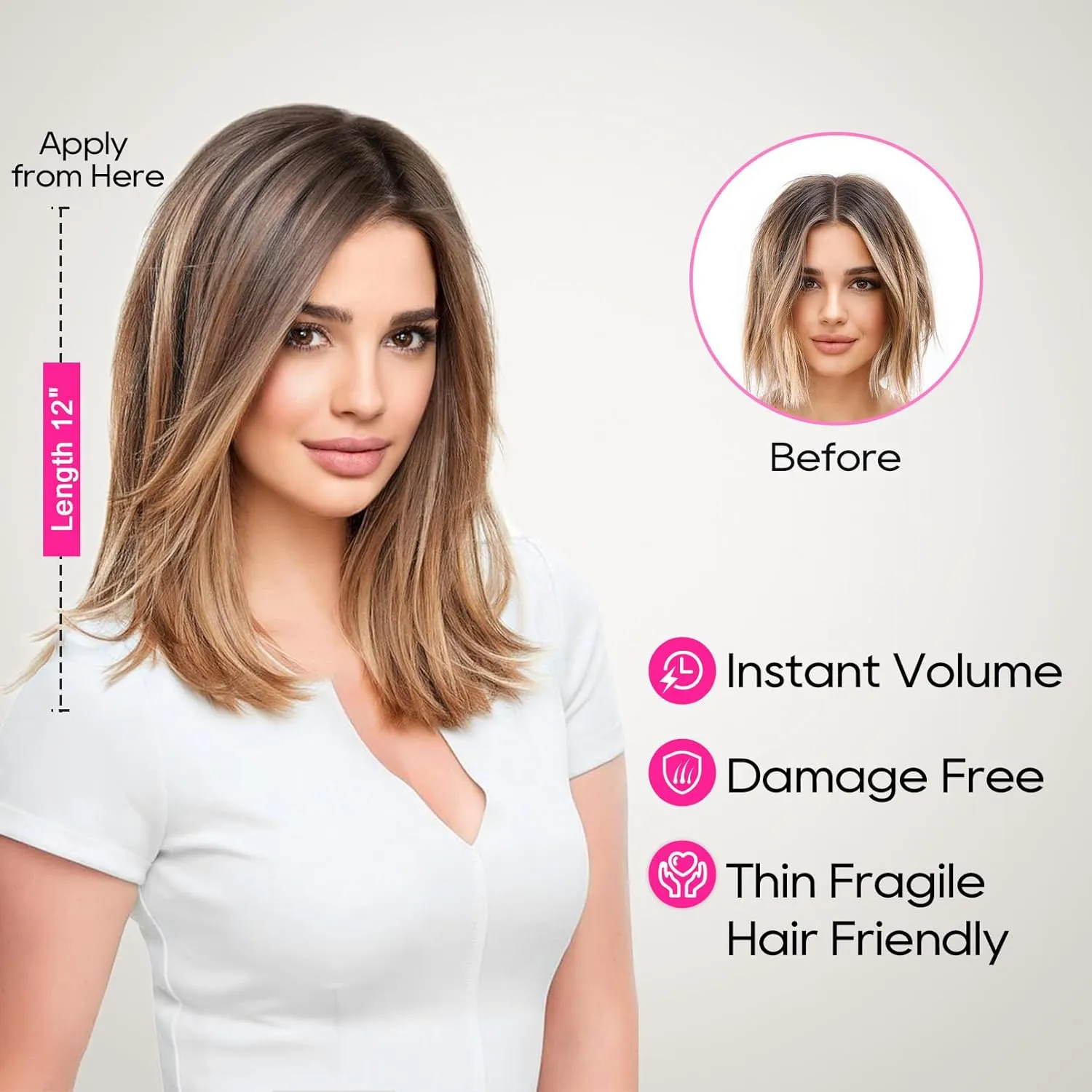 REECHO 12" Invisible Wire Hair Extensions with Thinner Softer Lace Weft Adjustable Size Removable Secure Clips in Short Straight Secret Hairpiece for Women - Black