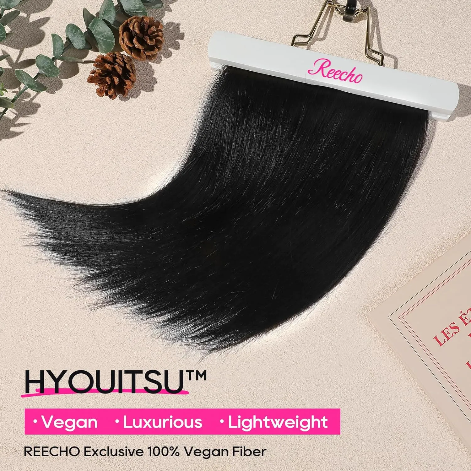 REECHO 12" Invisible Wire Hair Extensions with Thinner Softer Lace Weft Adjustable Size Removable Secure Clips in Short Straight Secret Hairpiece for Women - Black
