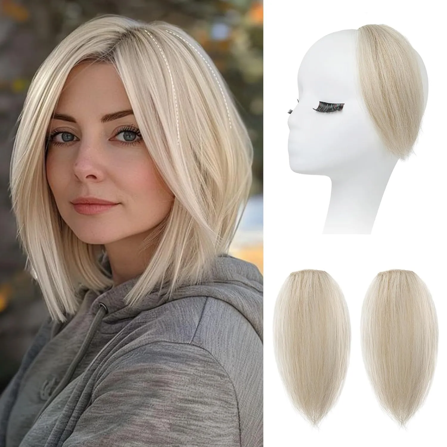 REECHO Clip in Hair Volumizer, 2PCS 8 inch Short Thick Clip in Hairpieces Adding Extra Volume Hair Extensions for Women with Thin Fine (Ash Blonde, 8 Inch(Pack of 2))