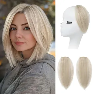 REECHO Clip in Hair Volumizer, 2PCS 8 inch Short Thick Clip in Hairpieces Adding Extra Volume Hair Extensions for Women with Thin Fine (Ash Blonde, 8 Inch(Pack of 2))