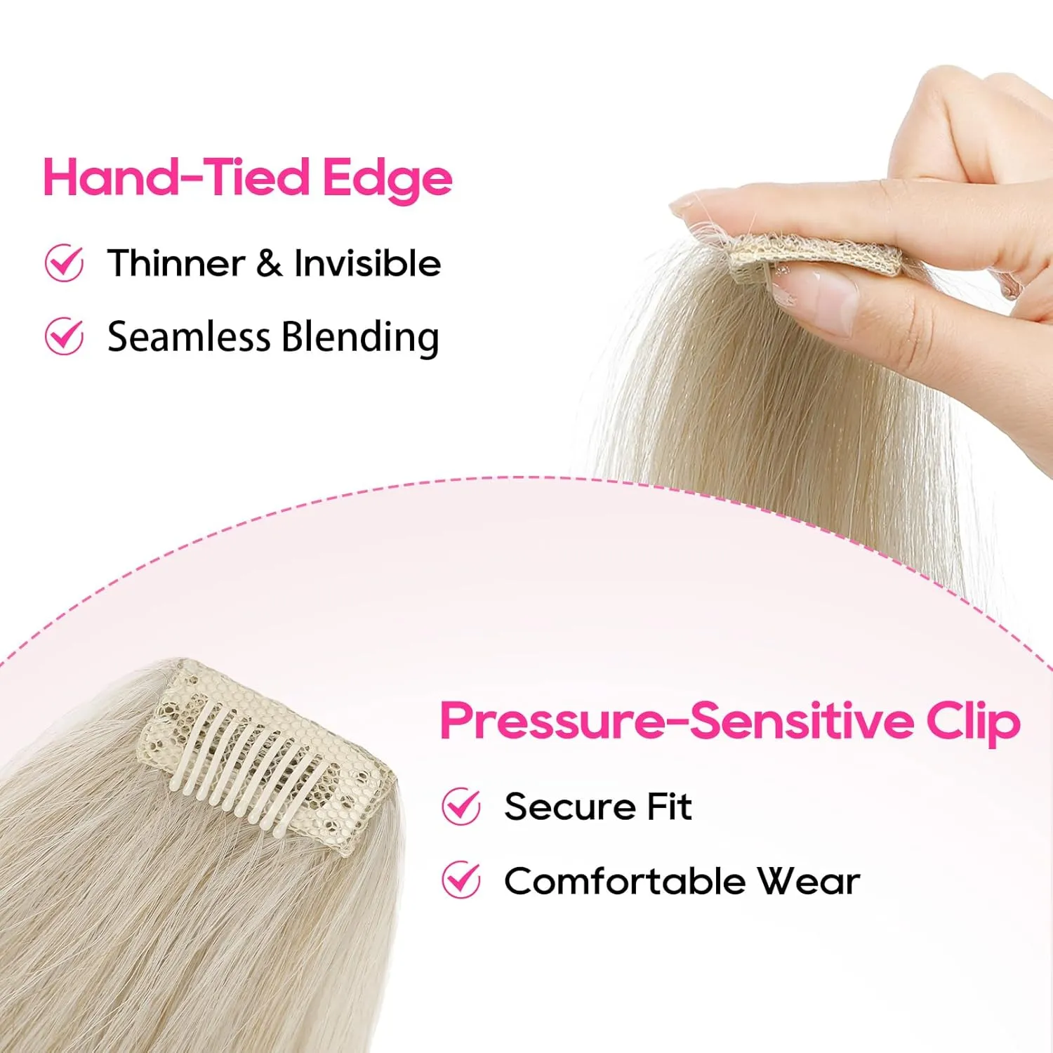 REECHO Clip in Hair Volumizer, 2PCS 8 inch Short Thick Clip in Hairpieces Adding Extra Volume Hair Extensions for Women with Thin Fine (Ash Blonde, 8 Inch(Pack of 2))