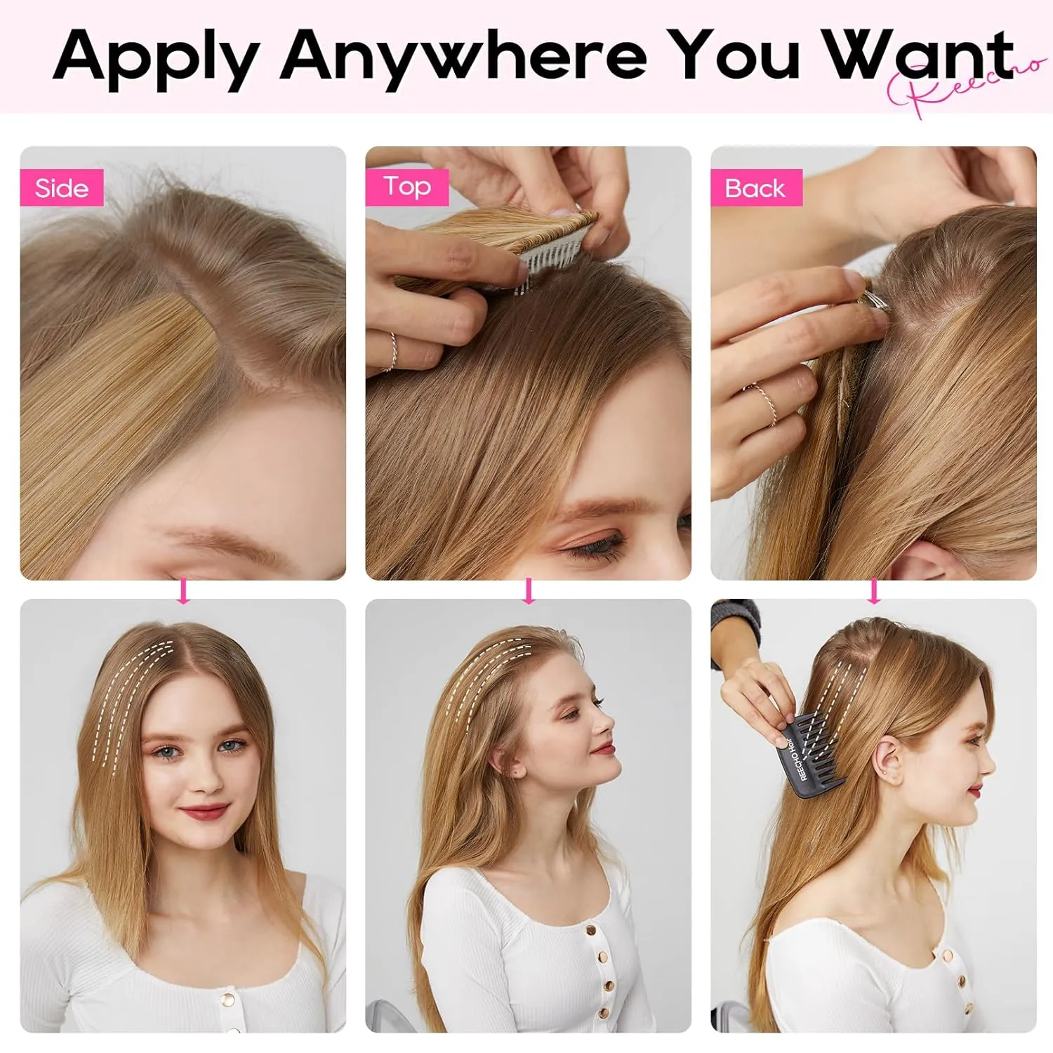 REECHO Clip in Hair Volumizer, 2PCS 8 inch Short Thick Clip in Hairpieces Adding Extra Volume Hair Extensions for Women with Thin Fine (Deep Blonde, 8 Inch(Pack of 2))