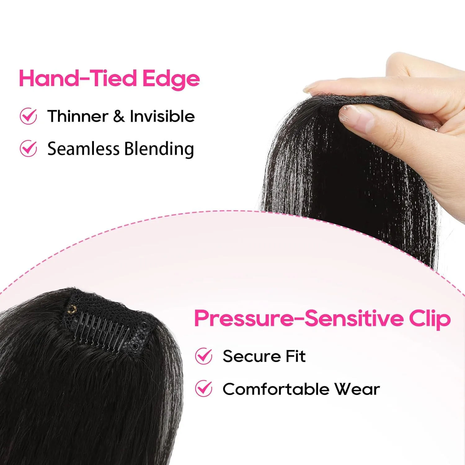 REECHO Clip in Hair Volumizer, 2PCS 8 inch Short Thick Clip in Hairpieces Adding Extra Volume Hair Extensions for Women with Thin Fine Hair - Black Brown