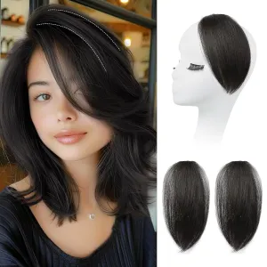 REECHO Clip in Hair Volumizer, 2PCS 8 inch Short Thick Clip in Hairpieces Adding Extra Volume Hair Extensions for Women with Thin Fine Hair - Black Brown
