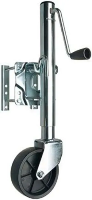 Reese Towpower 74410 Round Trailer Jack, Side Mount, 1,000 lbs. Lift Capacity, Sidewind, Bolt-On, 10 Inch Travel, 6-Inch Wheel