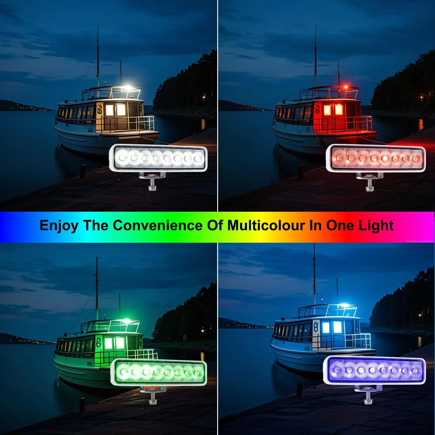 RGBW Led Boat Lights, 2 Pcs 6.7 inch Powerful Waterproof Deck/Dock & Spreader Marine Light, 12V/24V