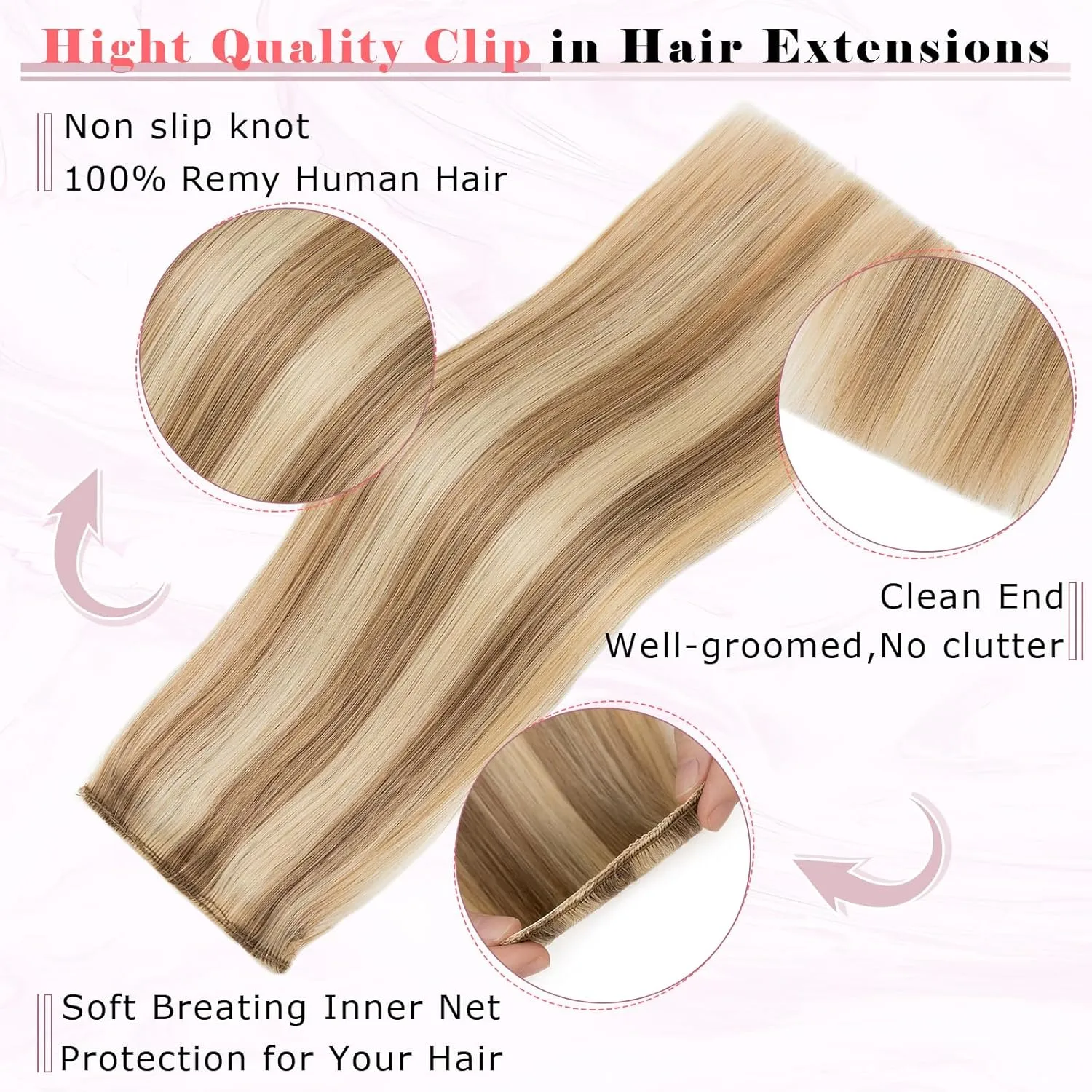 Rich Choices Clip in Short Hair Extensions 100% Real Remy Human Hair Invisible Mini HairPieces for Thinning Women and Men 6 Inch Medium Brown&Dark Blonde
