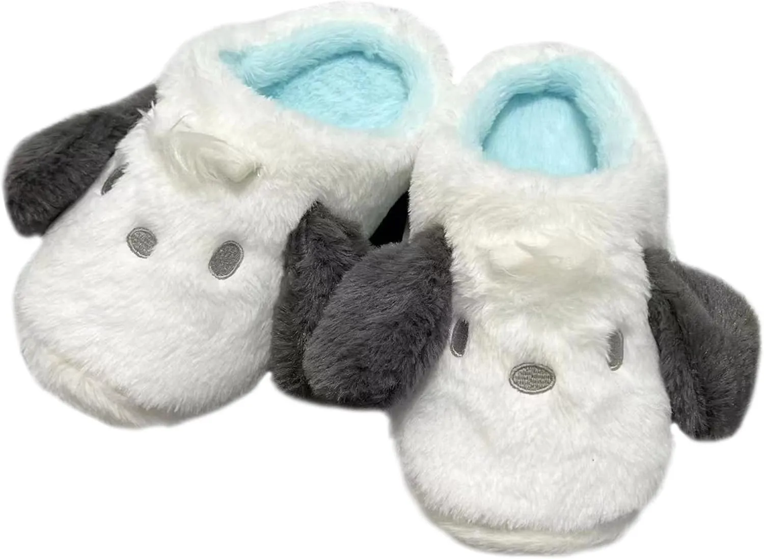 Roffatide Anime Cute Plush Open Back Floor Slippers Indoor Shoes Fuzzy Slippers with Rubber Sole for Women