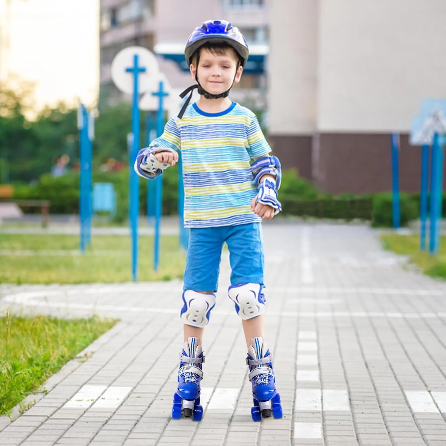Roller Skates for Girls Age 3-12 | Rainbow Toddler Roller Skates for Kids Ages 3-5 | 4 Size Adjustable | Light Up Quad Roller Skates for Girls Boys Beginners