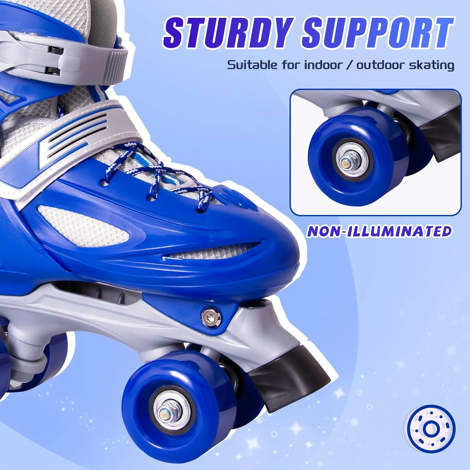 Roller Skates for Girls Age 3-12 | Rainbow Toddler Roller Skates for Kids Ages 3-5 | 4 Size Adjustable | Light Up Quad Roller Skates for Girls Boys Beginners