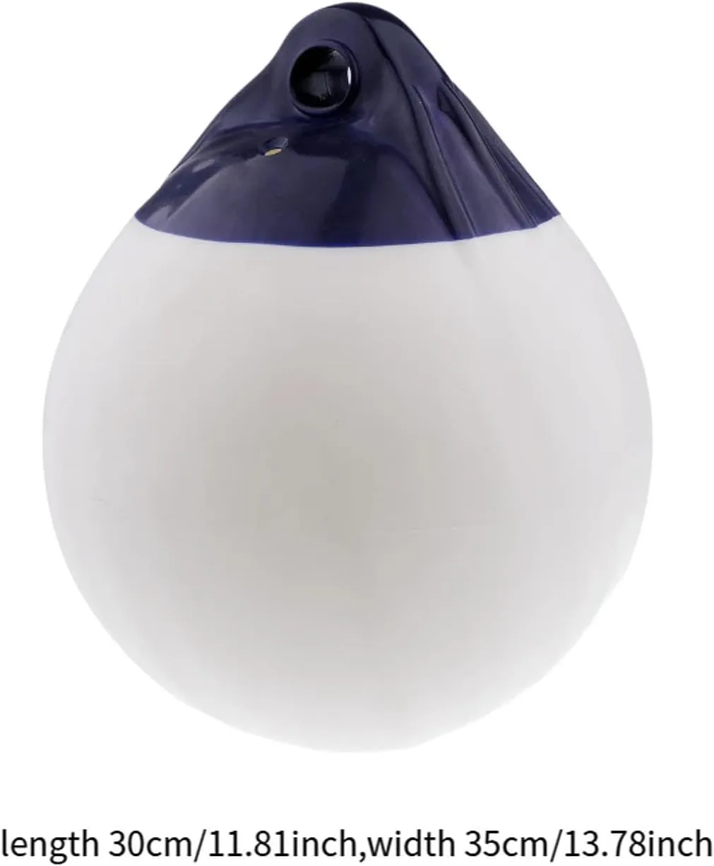 Round Boat Fender Buoy Ball 11.8x13.8inch Accessories with Eyelet Multifunctional for Lake Anti Scratch PVC Navigation Buoy